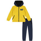 Boys Yellow & Navy Blue Tracksuit, 1, hi-res