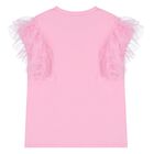 Girls Pink Logo Ruffled T-Shirt, 2, hi-res