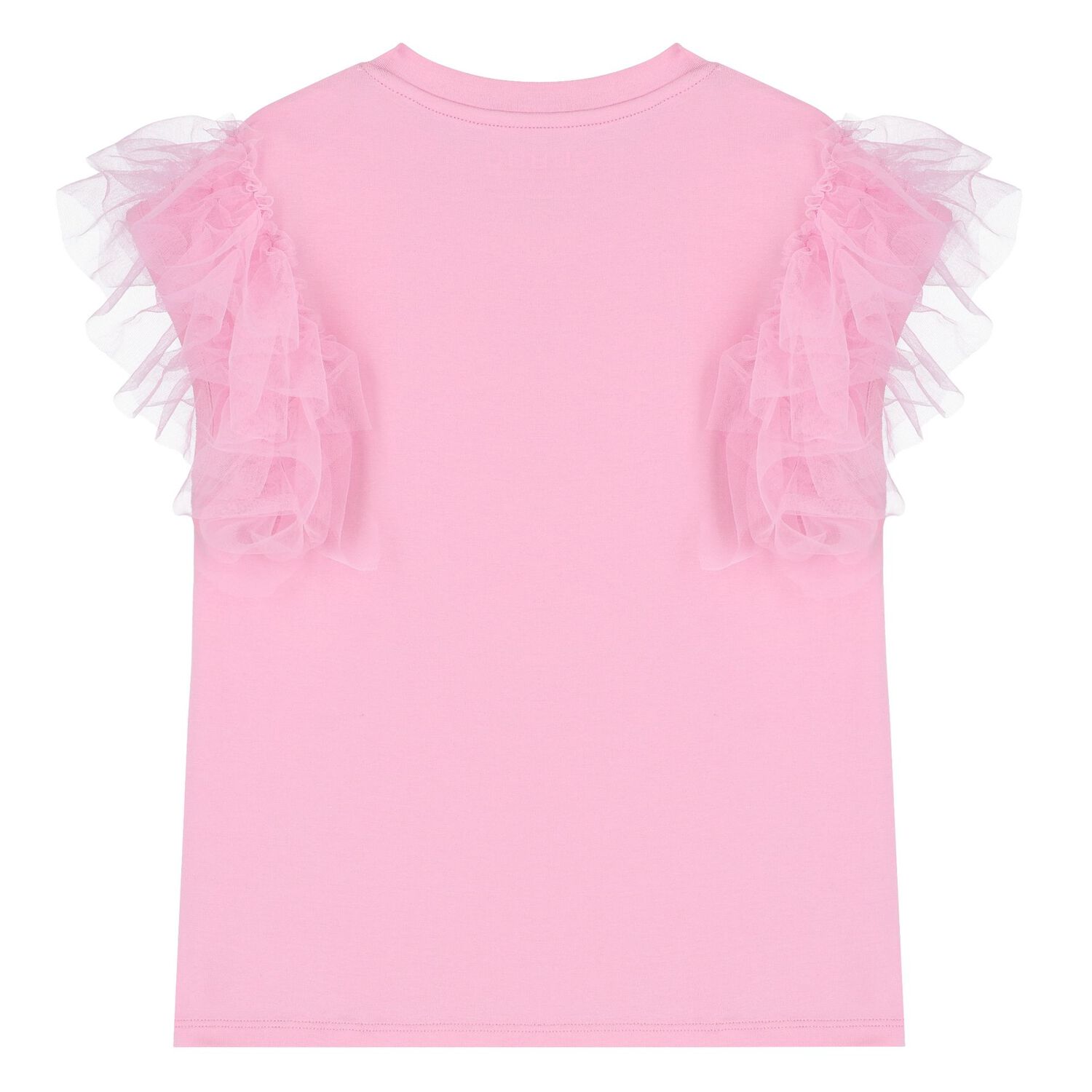 Girls Pink Logo Ruffled T-Shirt, 2, hi-res