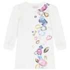 Girls Ivory Jewel Sweatshirt Dress, 1, hi-res