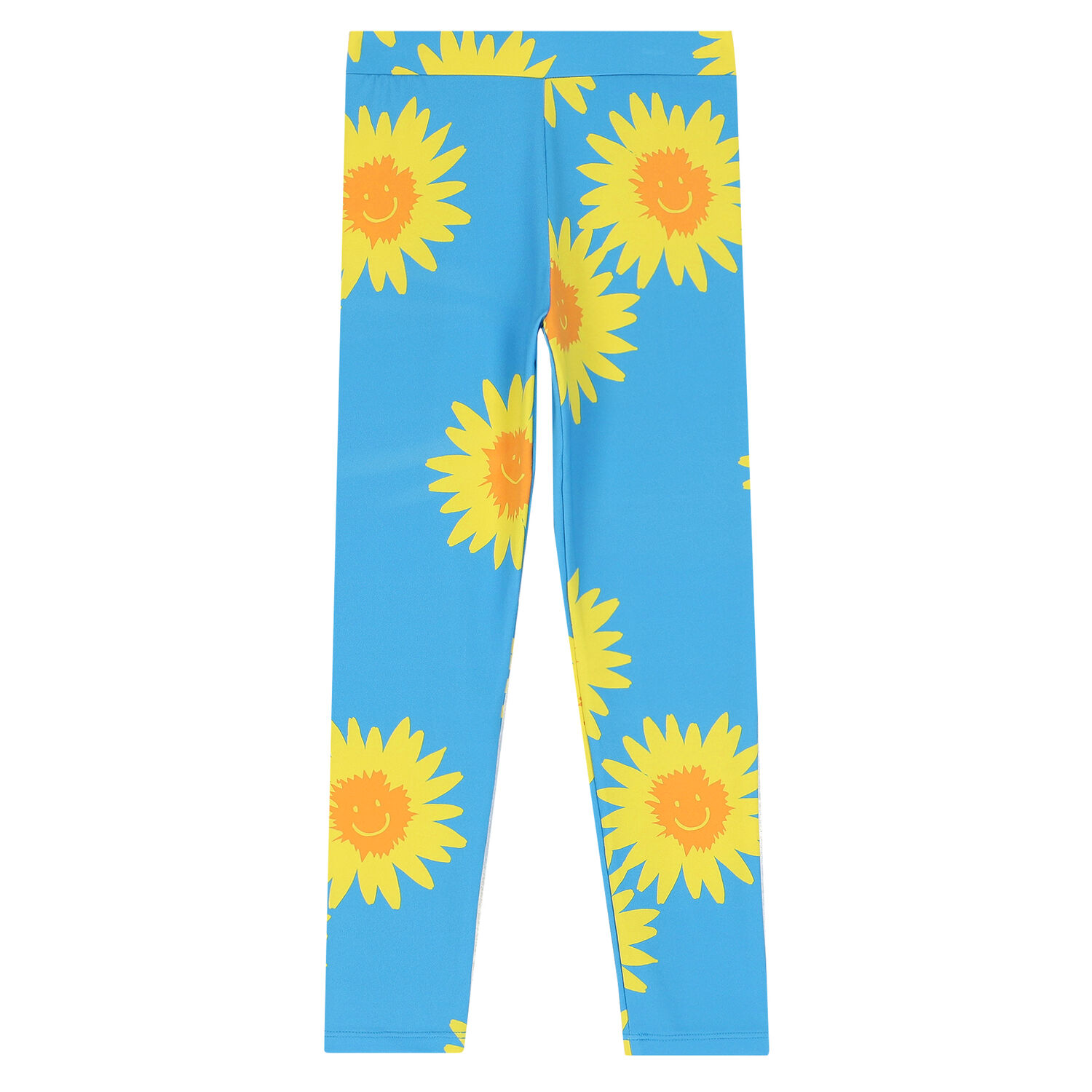 Girls Blue & Yellow Floral Leggings, 1, hi-res