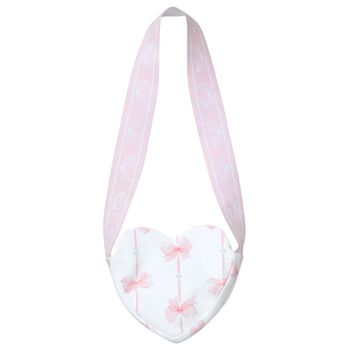Girls White & Pink Heart Shoulder Bag