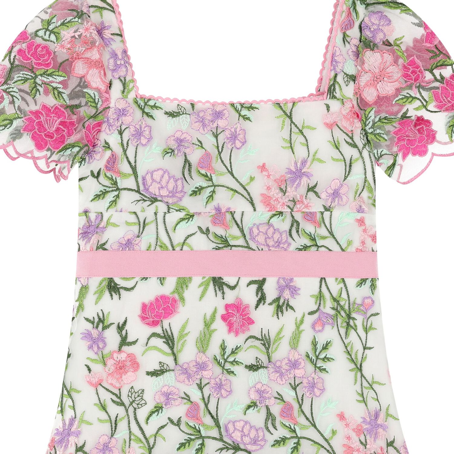 Girls White & Pink Embroidered Tulle Dress, 1, hi-res image number null