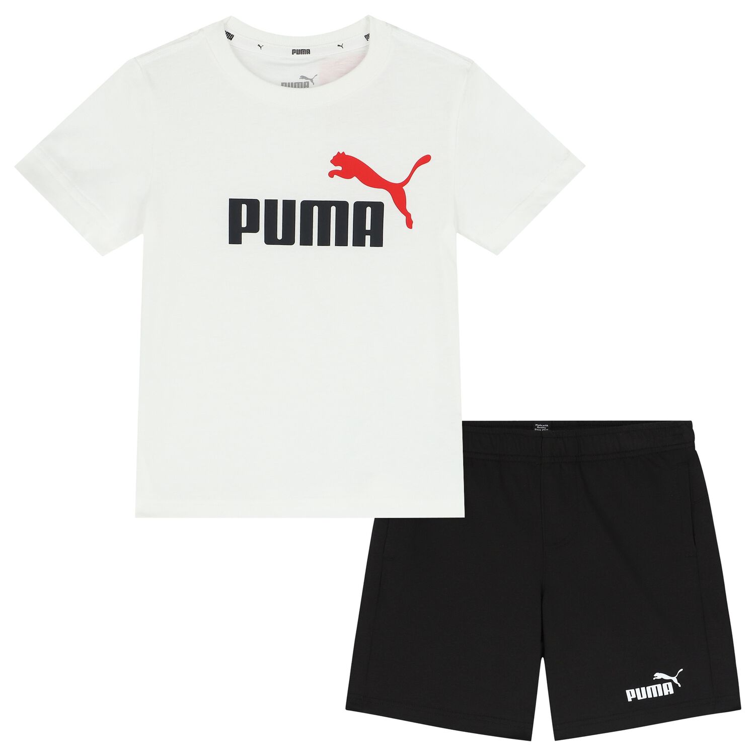 Boys White & Black Logo Shorts Set, 11, hi-res image number null