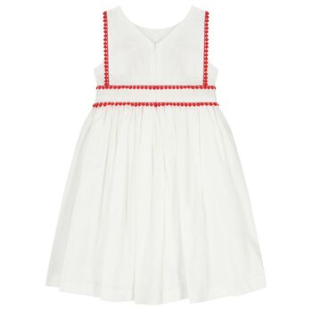 Girls White & Red Floral Dress