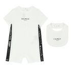 White Logo Baby Romper Gift Set, 1, hi-res