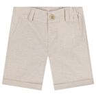 Baby Boys Beige & White Shorts Set, 1, hi-res
