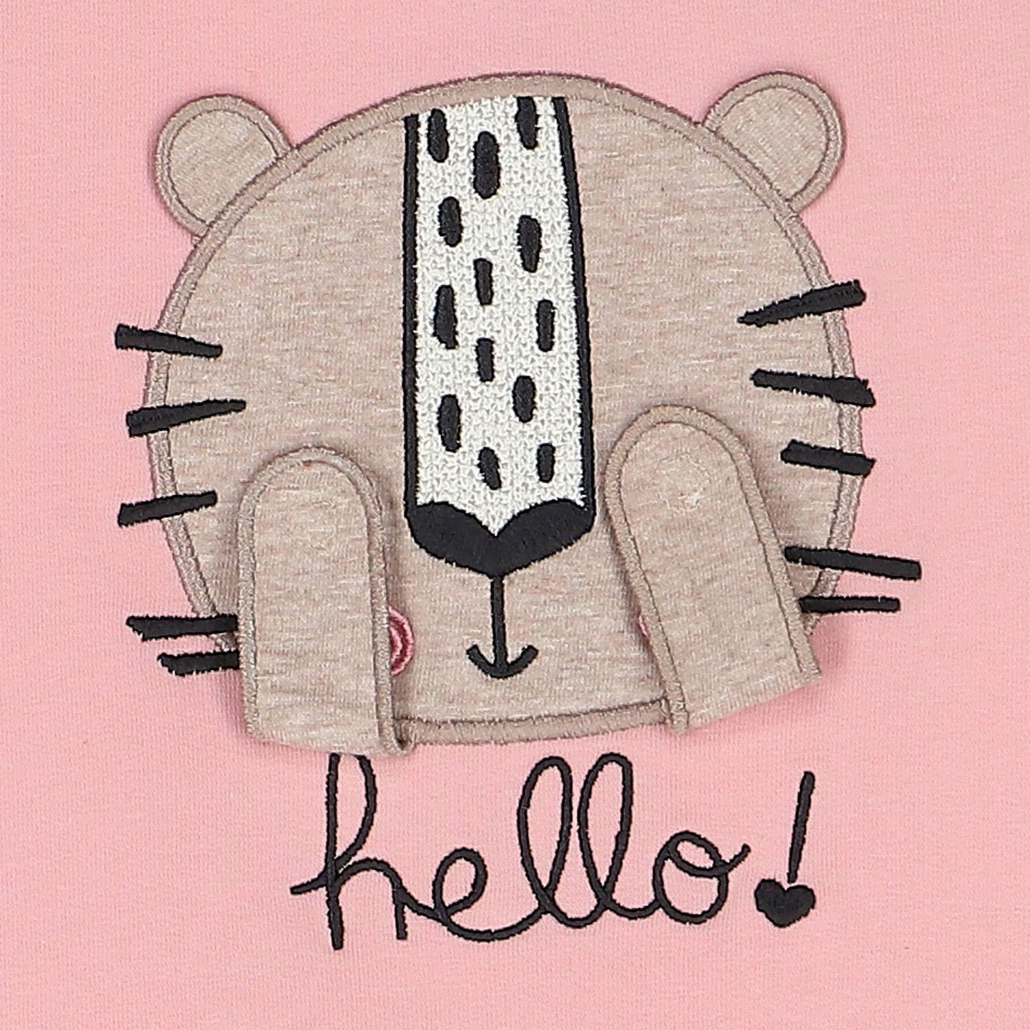 فستان بنات باكمام بطبعة القطة باللون الوردي, 1, hi-res image number null