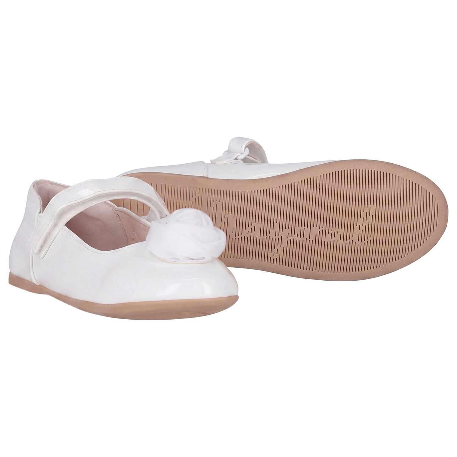 Girls White Flower Shoes, 1, hi-res