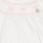 Baby Girls White & Pink Bow Romper, 1, hi-res