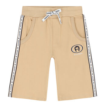 Boys Beige Logo Shorts