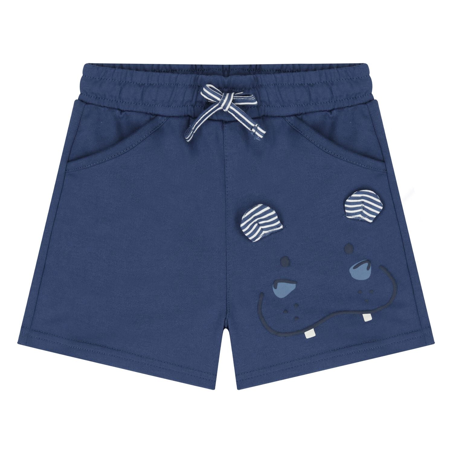 Younger Boys Navy Blue Hippo Shorts, 2, hi-res
