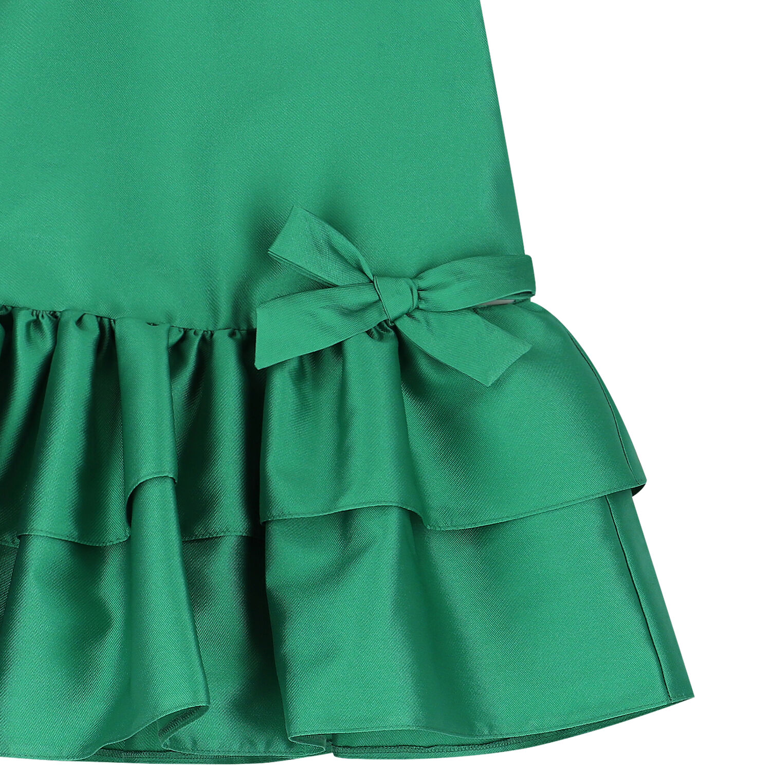 Girls Green Satin Bow Dress, 1, hi-res