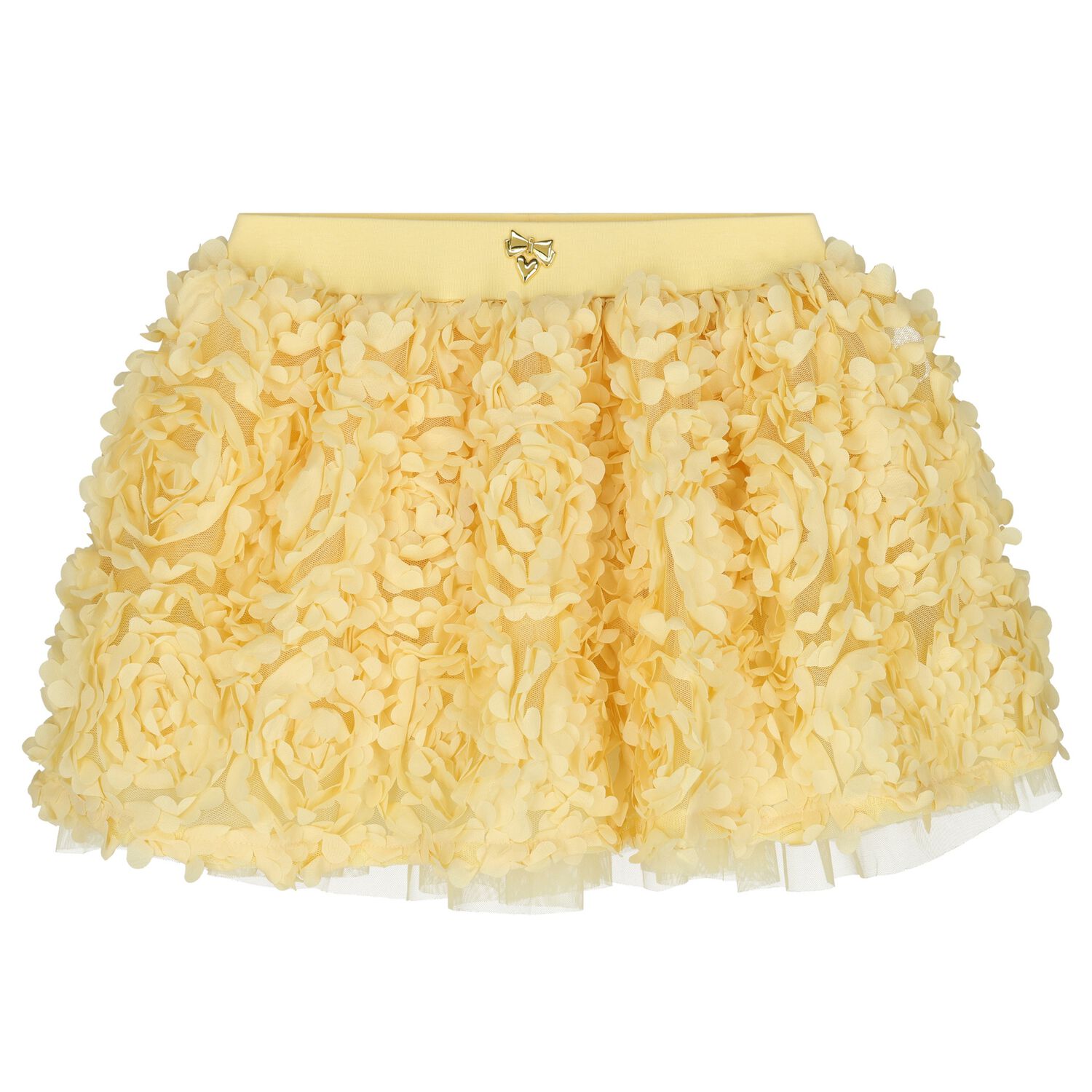 Girls Yellow Flower Tulle Skirt, 1, hi-res